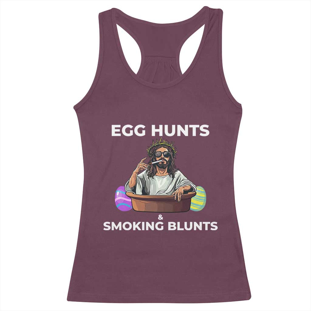 Happy 420 Easter Racerback Tank Top Blunt Stoner TS02 Maroon Print Your Wear