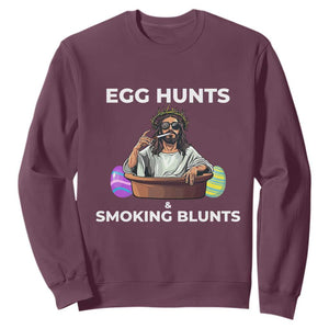 Happy 420 Easter Sweatshirt Blunt Stoner TS02 Maroon Print Your Wear