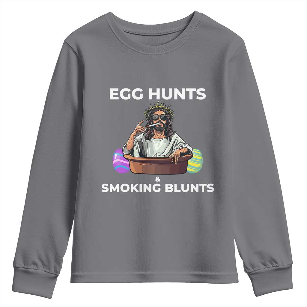 Happy 420 Easter Youth Sweatshirt Blunt Stoner TS02 Charcoal Print Your Wear