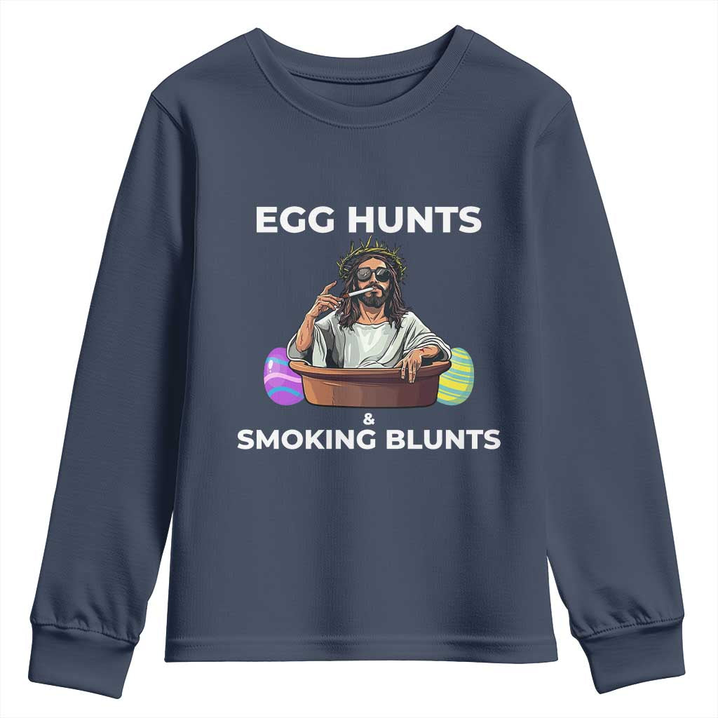 Happy 420 Easter Youth Sweatshirt Blunt Stoner TS02 Navy Print Your Wear
