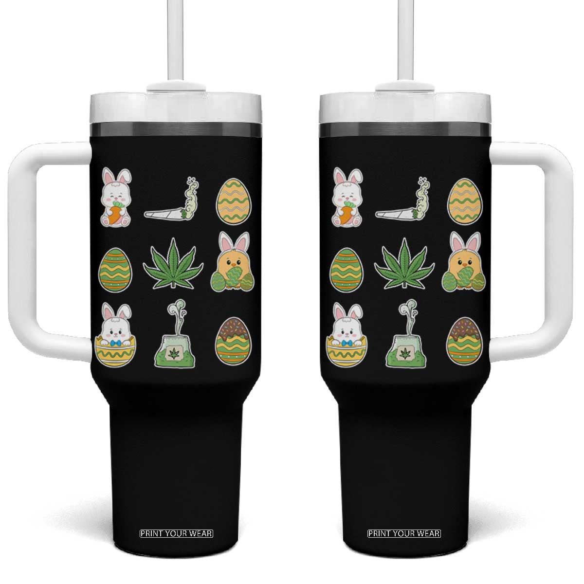 Happy 420 Easter Tumbler With Handle TS02 One Size: 40 oz Black Print Your Wear