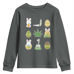 Happy 420 Easter Youth Sweatshirt TS02 Dark Heather Print Your Wear