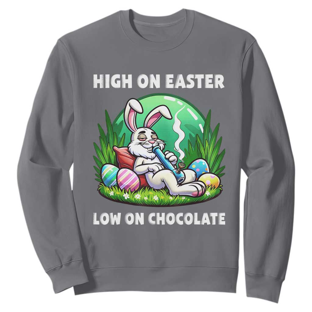 Happy 420 Easter Sweatshirt Funny Bunny Marijuana Cannabis Weed TS02 Charcoal Print Your Wear