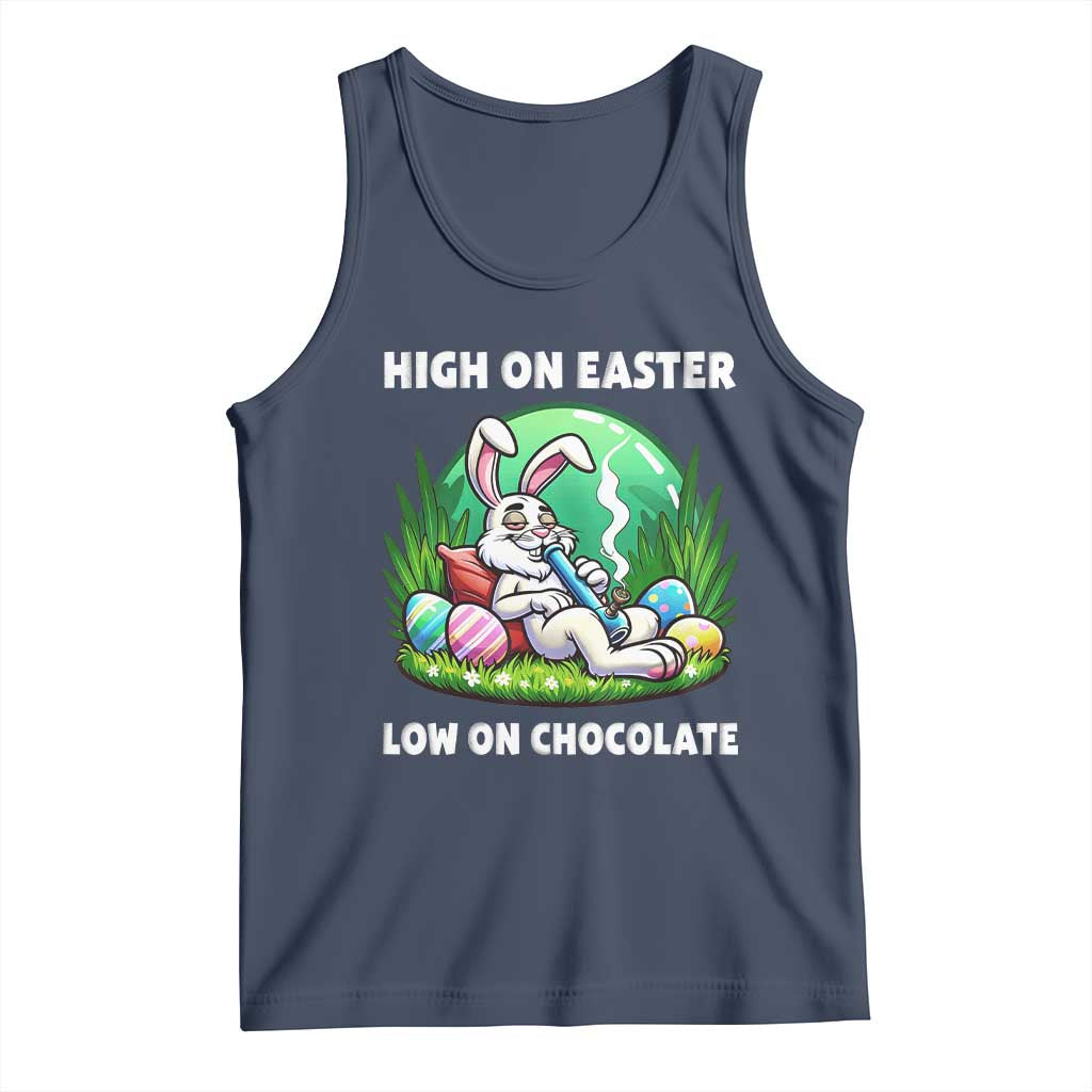 Happy 420 Easter Tank Top Funny Bunny Marijuana Cannabis Weed TS02 Navy Print Your Wear