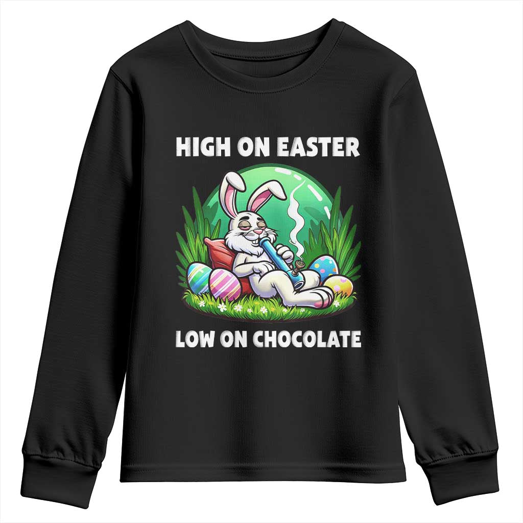 Happy 420 Easter Youth Sweatshirt Funny Bunny Marijuana Cannabis Weed TS02 Black Print Your Wear