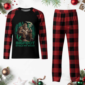 Funny Sasquatch Marijuana Plaid Pajama Set Bigfoot Stole My Weed Vintage 420 TS02 Buffalo Plaid Print Your Wear