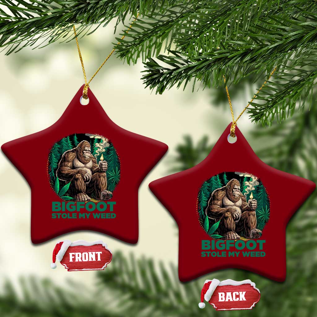 Funny Sasquatch Marijuana Ceramic Ornament Bigfoot Stole My Weed Vintage 420 TS02 Print Your Wear