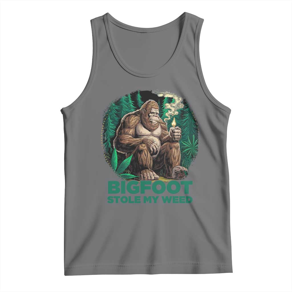 Funny Sasquatch Marijuana Tank Top Bigfoot Stole My Weed Vintage 420 TS02 Black Heather Print Your Wear