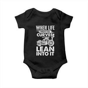 Funny Biker Baby Onesie When Life Throws You Curves Lean Into It Motorcycle TS02 Black Print Your Wear
