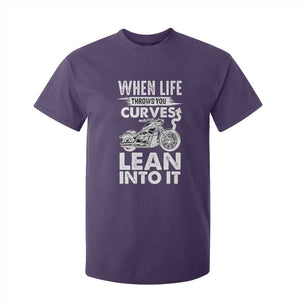 Funny Biker T Shirt For Kid When Life Throws You Curves Lean Into It Motorcycle TS02 Purple Print Your Wear