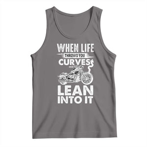 Funny Biker Tank Top When Life Throws You Curves Lean Into It Motorcycle TS02 Deep Heather Print Your Wear