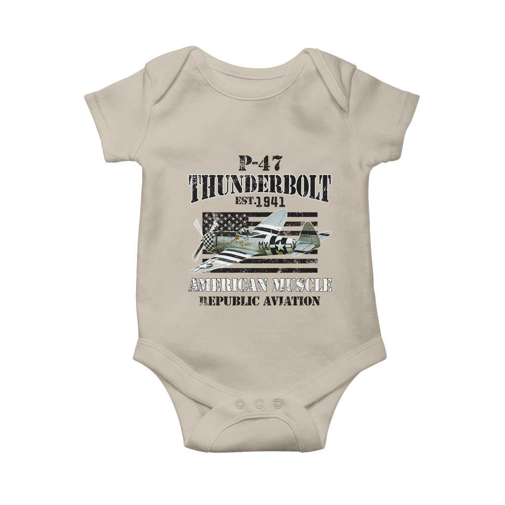 P-47 Thunderbolt WWII Airplane Baby Onesie American Muscle Vintage TS02 Sand Print Your Wear
