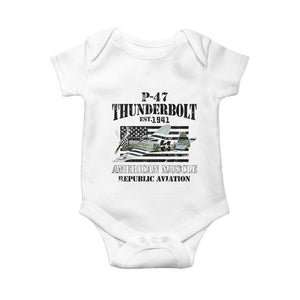 P-47 Thunderbolt WWII Airplane Baby Onesie American Muscle Vintage TS02 White Print Your Wear