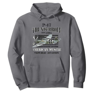 P-47 Thunderbolt WWII Airplane Hoodie American Muscle Vintage TS02 Charcoal Print Your Wear