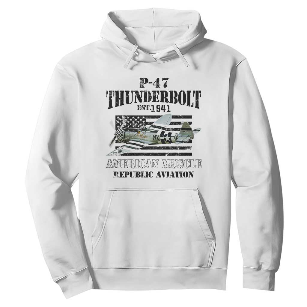 P-47 Thunderbolt WWII Airplane Hoodie American Muscle Vintage TS02 White Print Your Wear