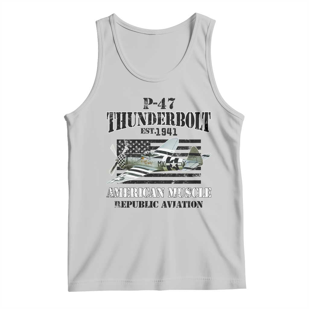 P-47 Thunderbolt WWII Airplane Tank Top American Muscle Vintage TS02 Ash Print Your Wear
