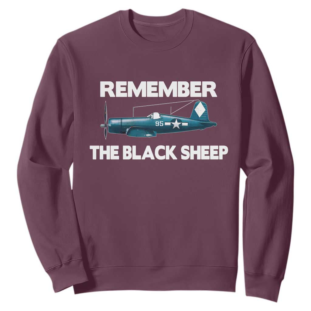 CORSAIR WWII HISTORY Sweatshirt Black Sheep Squadron Pilot TS02 Maroon Print Your Wear