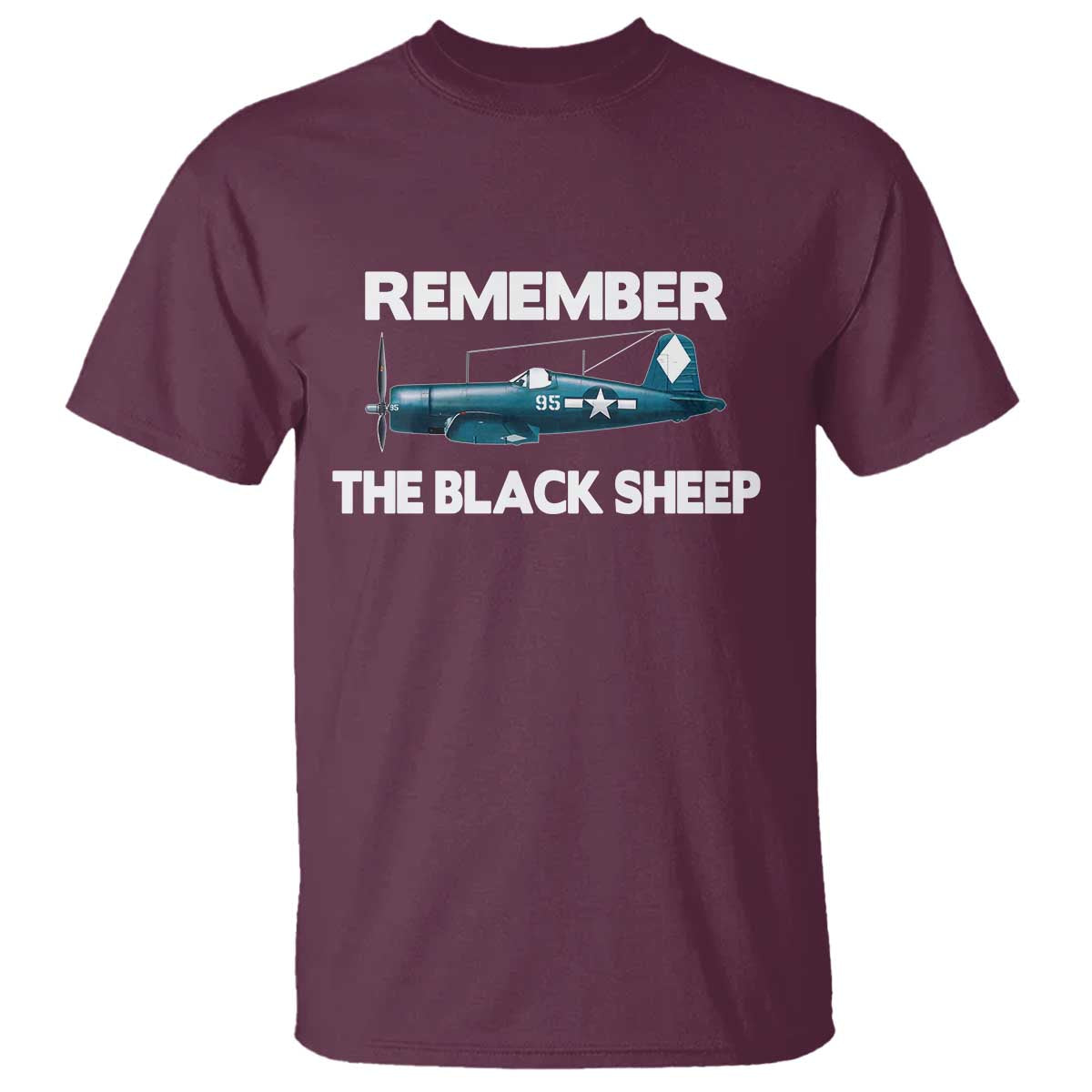 CORSAIR WWII HISTORY T Shirt Black Sheep Squadron Pilot TS02 Maroon Print Your Wear