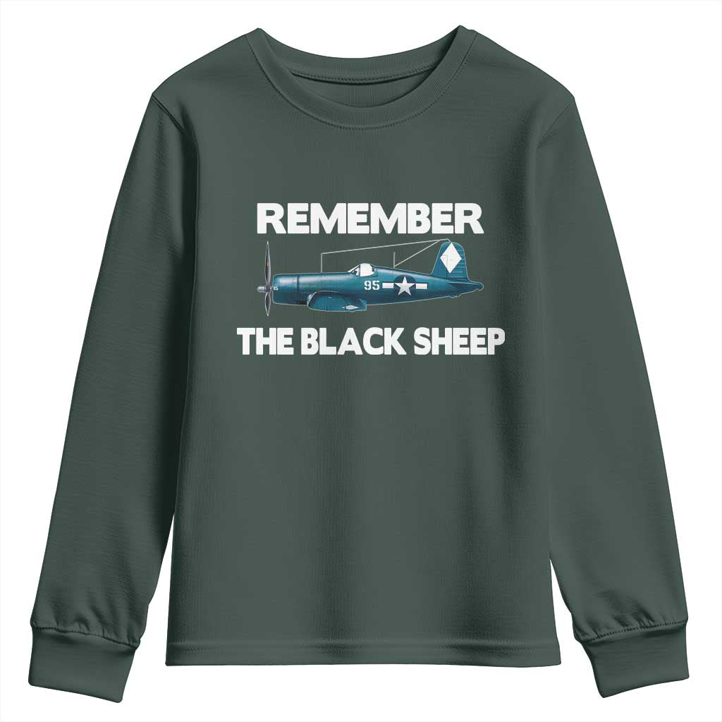 CORSAIR WWII HISTORY Youth Sweatshirt Black Sheep Squadron Pilot TS02 Dark Forest Green Print Your Wear