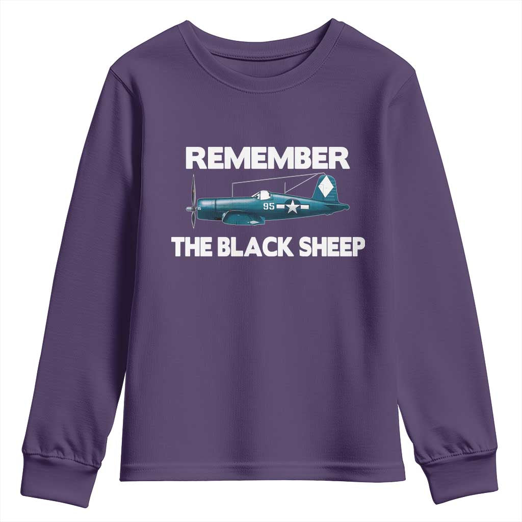 CORSAIR WWII HISTORY Youth Sweatshirt Black Sheep Squadron Pilot TS02 Purple Print Your Wear