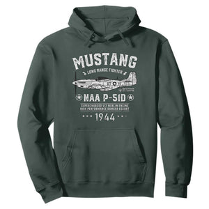 P-51 Mustang Hoodie North American Aviation WW2 P51 Fighter Plane TS02 Dark Forest Green Print Your Wear