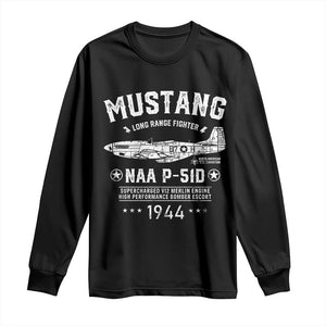P-51 Mustang Long Sleeve Shirt North American Aviation WW2 P51 Fighter Plane TS02 Black Print Your Wear