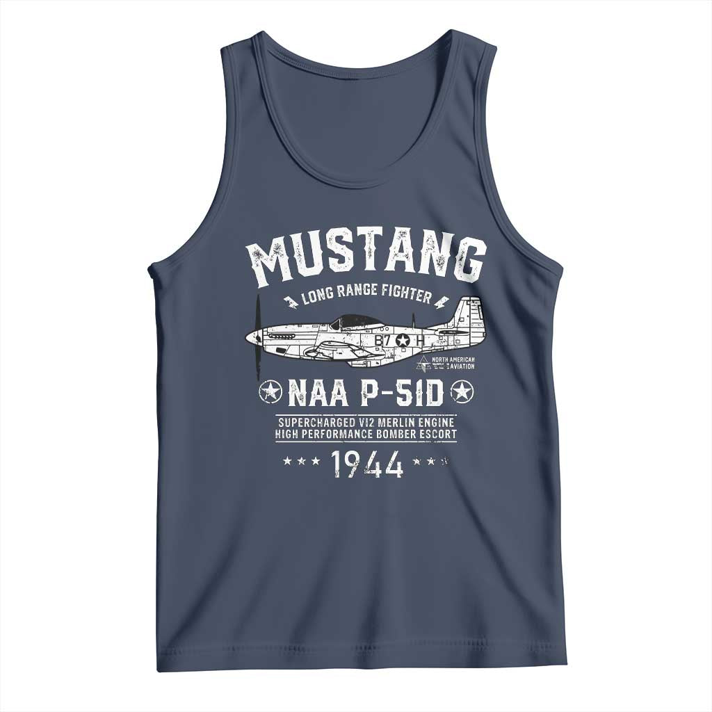 P-51 Mustang Tank Top North American Aviation WW2 P51 Fighter Plane TS02 Navy Print Your Wear