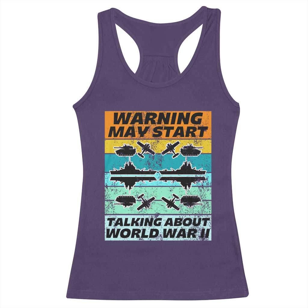 Retro World War 2 Memorabilia Racerback Tank Top May Start Talking About WWII WW2 Gear TS02 Purple Print Your Wear