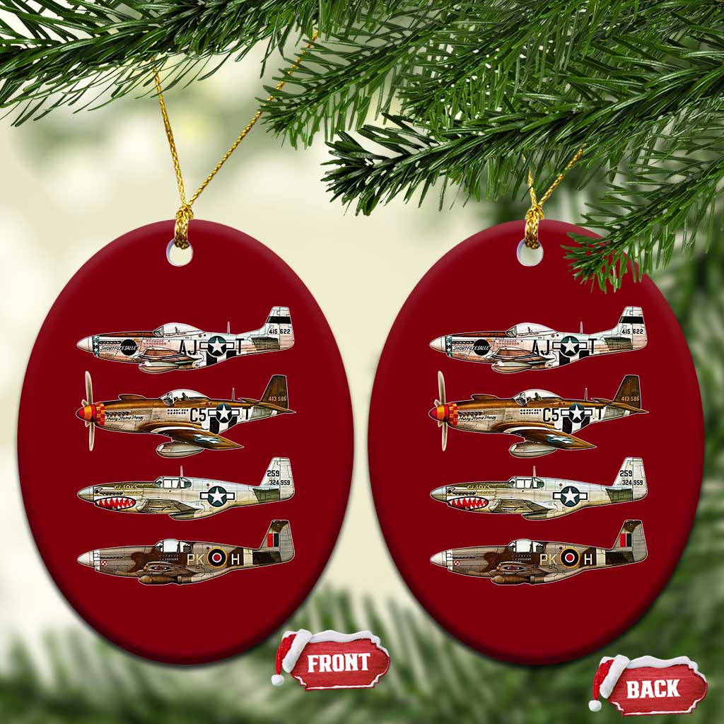 WW2 Warplanes B-17 P51 Ceramic Ornament Vintage WWII Fighter Planes Iconic Military Aircraft TS02 Print Your Wear