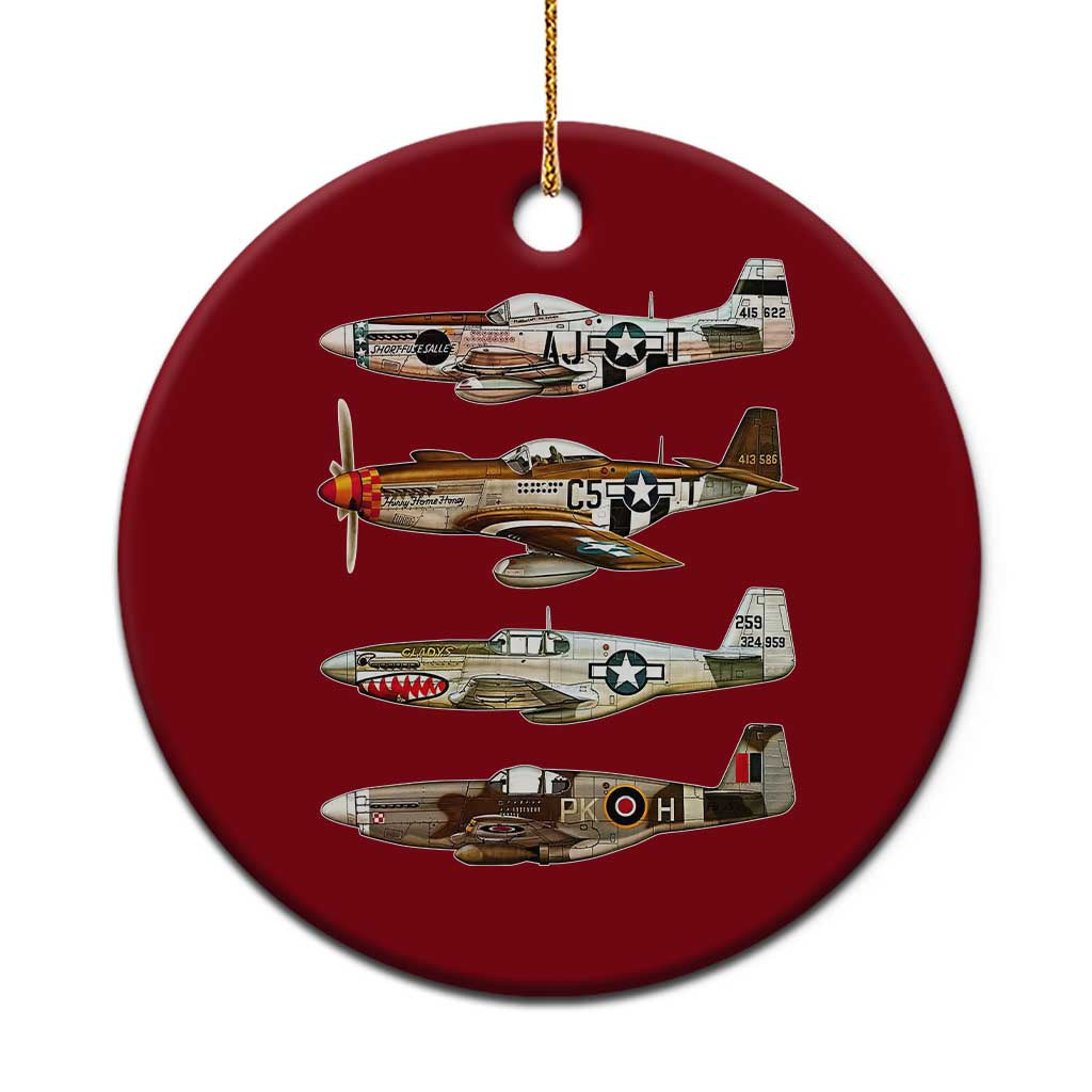 WW2 Warplanes B-17 P51 Ceramic Ornament Vintage WWII Fighter Planes Iconic Military Aircraft TS02 1pc Red Print Your Wear