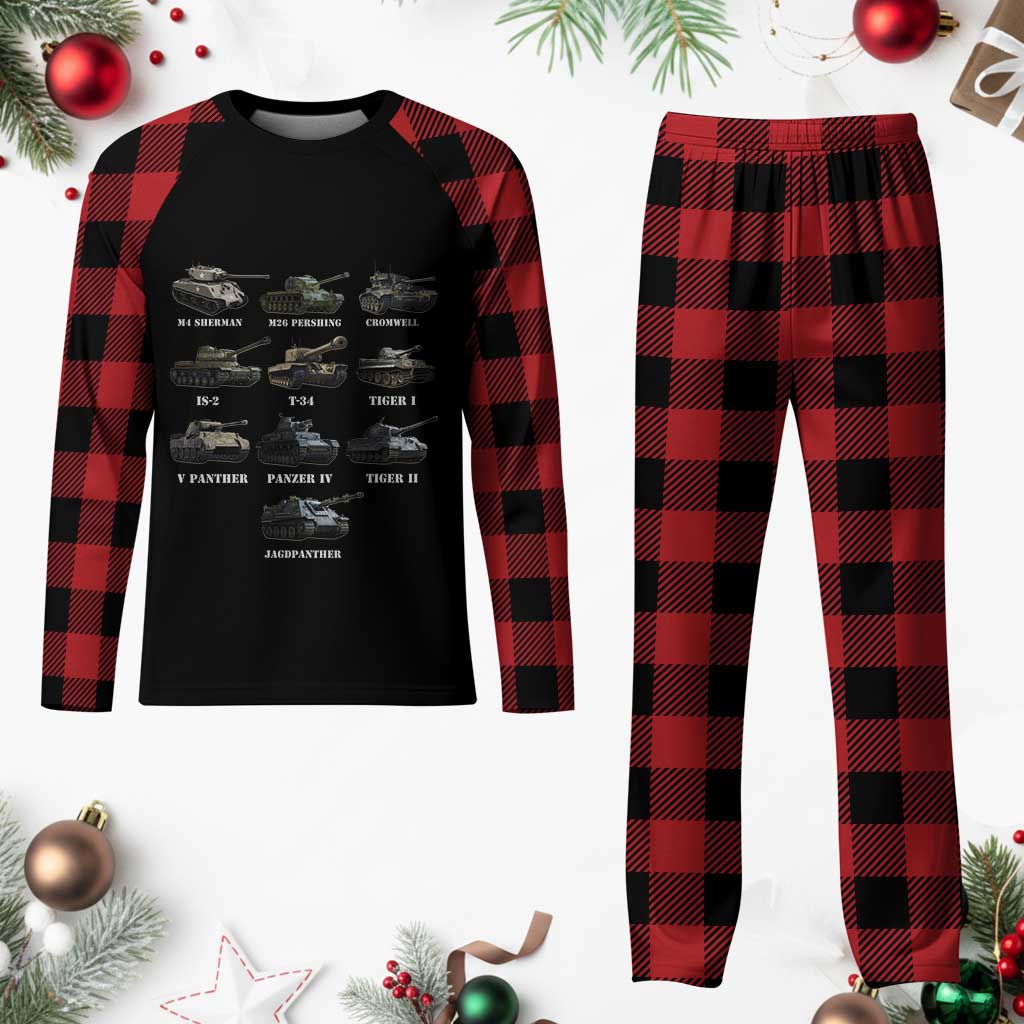 WW2 Tanks Plaid Pajama Set M4 Sherman Panzer IV Tiger II T-34 History Buff TS02 Buffalo Plaid Print Your Wear