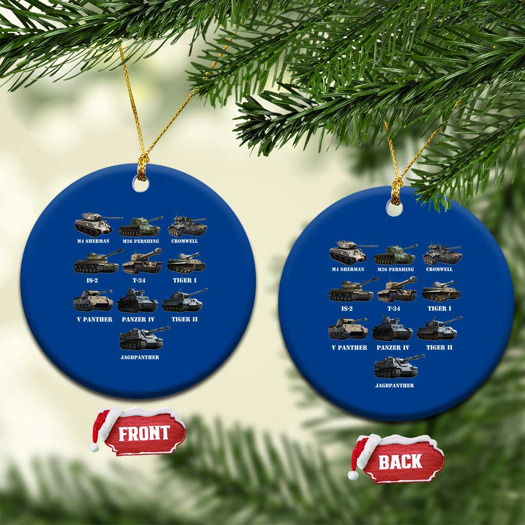 WW2 Tanks Ceramic Ornament M4 Sherman Panzer IV Tiger II T-34 History Buff TS02 1pc Blue Print Your Wear
