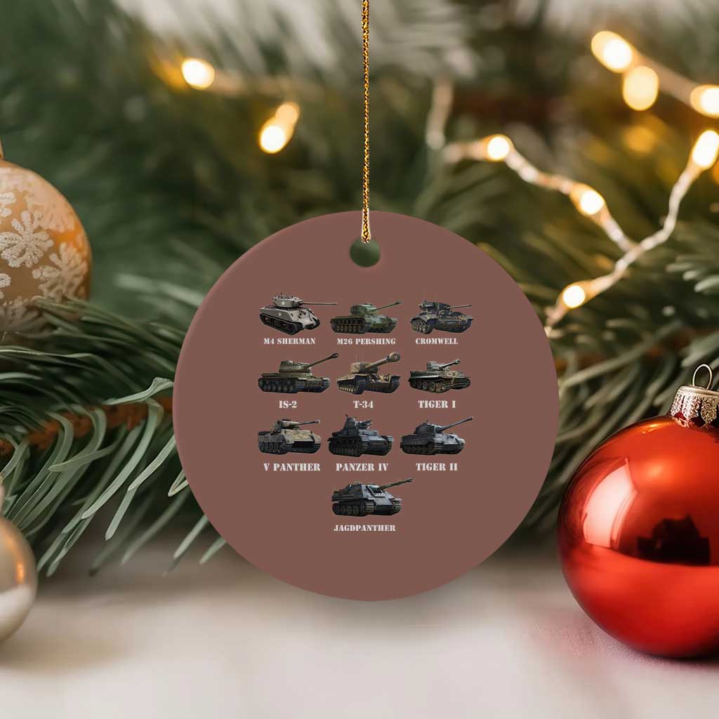 WW2 Tanks Ceramic Ornament M4 Sherman Panzer IV Tiger II T-34 History Buff TS02 1pc Mocha Print Your Wear