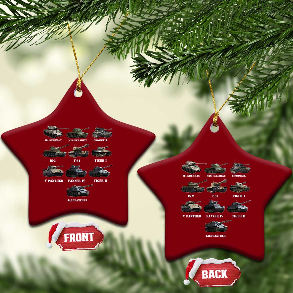 WW2 Tanks Ceramic Ornament M4 Sherman Panzer IV Tiger II T-34 History Buff TS02 Print Your Wear