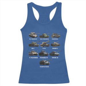 WW2 Tanks Racerback Tank Top M4 Sherman Panzer IV Tiger II T-34 History Buff TS02 Royal Blue Print Your Wear