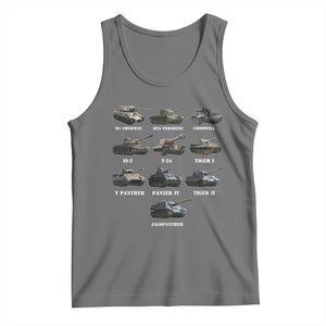 WW2 Tanks Tank Top M4 Sherman Panzer IV Tiger II T-34 History Buff TS02 Black Heather Print Your Wear