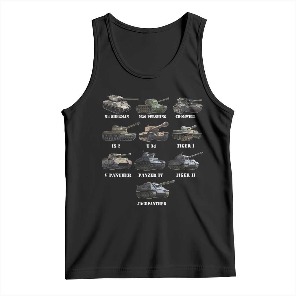WW2 Tanks Tank Top M4 Sherman Panzer IV Tiger II T-34 History Buff TS02 Black Print Your Wear