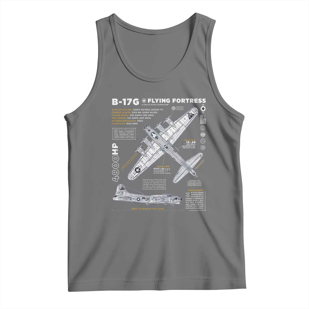 B-17 Flying Fortress Tank Top WW2 B-17G Bomber Vintage Aviation TS02 Black Heather Print Your Wear
