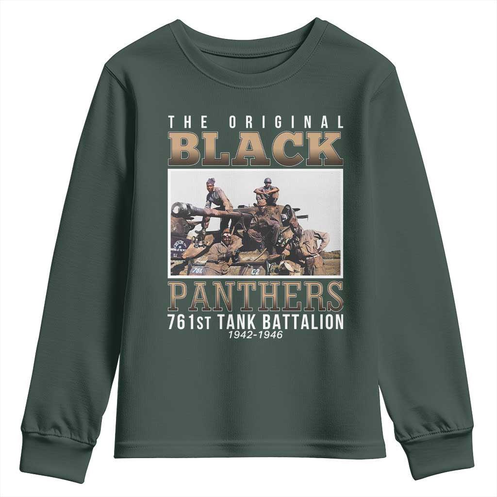 761st Tank Battalion Tribute Youth Sweatshirt Black Panthers WW2 Heroes TS02 Dark Forest Green Print Your Wear