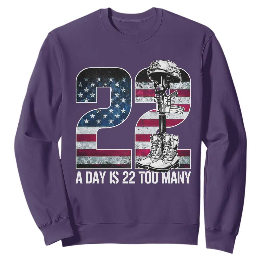 Veteran Suicide Awareness Sweatshirt 22 A Day is 22 Too Many Veteran Lives Matter TS02 Purple Print Your Wear