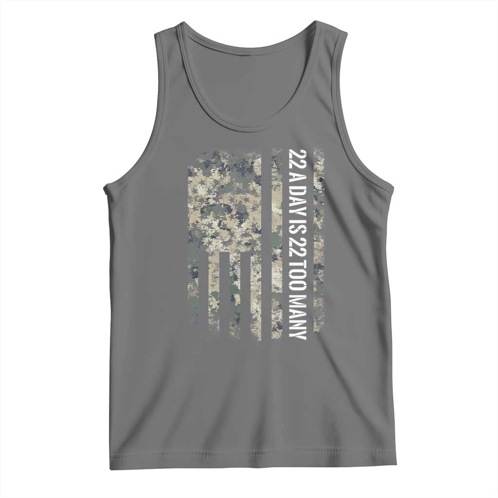 Veteran Suicide Awareness Tank Top USA Flag 22 A Day Is 22 Too Many TS02 Black Heather Print Your Wear