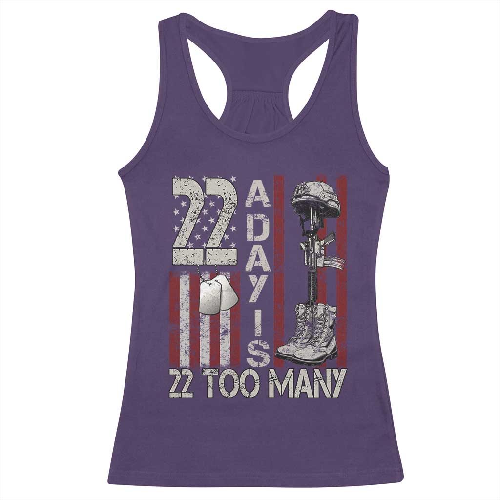Veteran Suicide Awareness Racerback Tank Top 22 A Day Is 22 Too Many TS02 Purple Print Your Wear