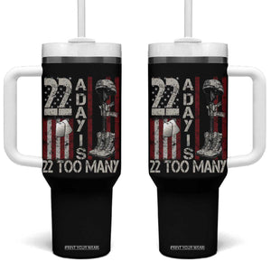 Veteran Suicide Awareness Tumbler With Handle 22 A Day Is 22 Too Many TS02 One Size: 40 oz Black Print Your Wear