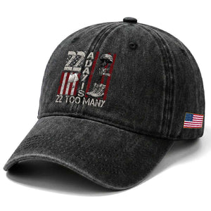 Veteran Suicide Awareness Washed Cotton Baseball Cap 22 A Day Is 22 Too Many TS02 Print Your Wear