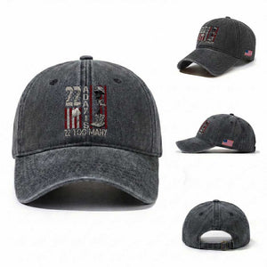 Veteran Suicide Awareness Washed Cotton Baseball Cap 22 A Day Is 22 Too Many TS02 Washed Cap Universal Fit Dark Gray Print Your Wear