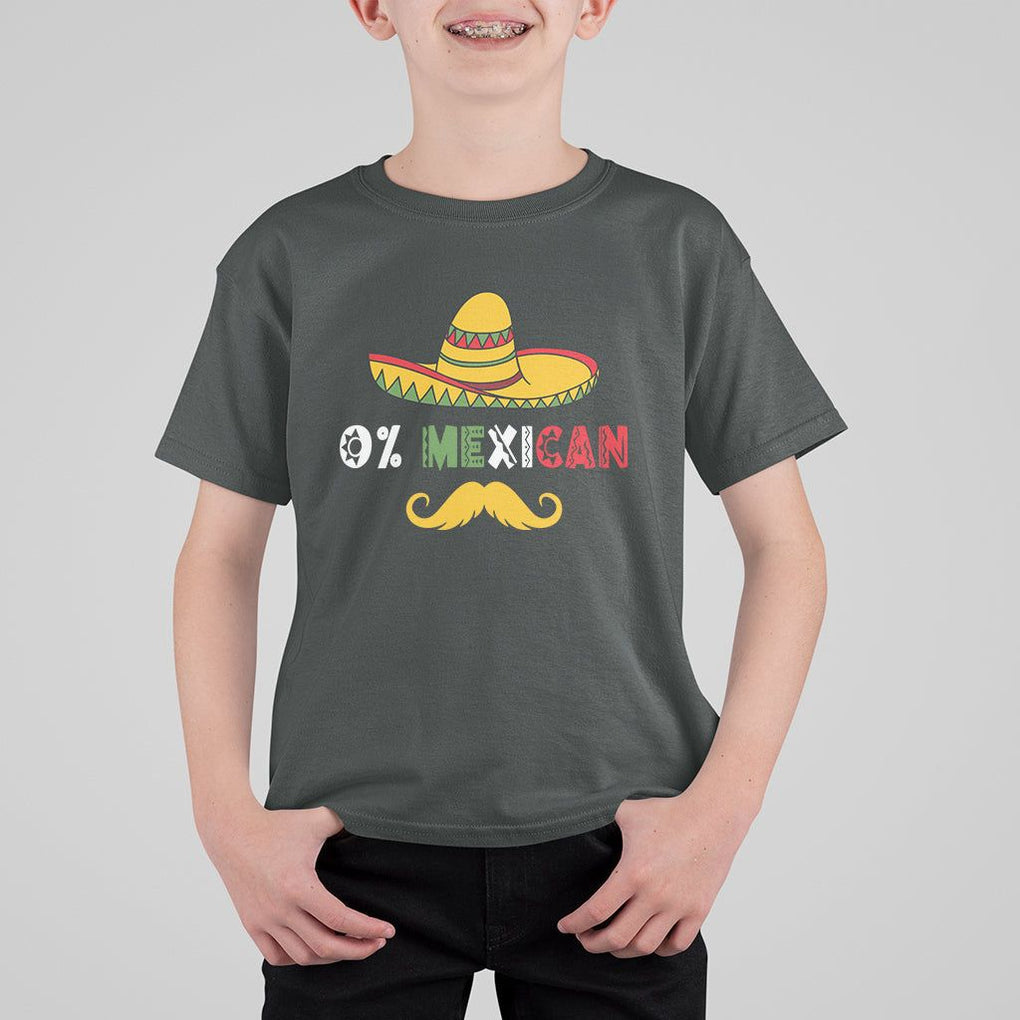 Funny Cinco De Mayo T Shirt For Kid 0% Mexican With Sombrero TS02 Dark Heather Printyourwear