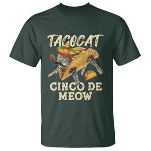 Funny Cat Cinco De Mayo T Shirt Tacocat Cinco De Meow Mexican Tacos Cats Lovers TS02 Dark Forest Green Printyourwear