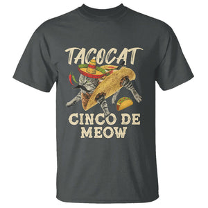 Funny Cat Cinco De Mayo T Shirt Tacocat Cinco De Meow Mexican Tacos Cats Lovers TS02 Dark Heather Printyourwear