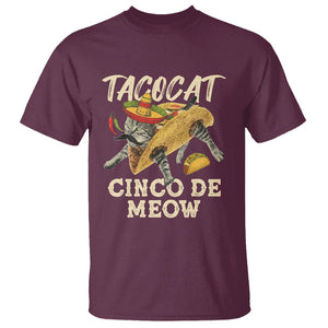 Funny Cat Cinco De Mayo T Shirt Tacocat Cinco De Meow Mexican Tacos Cats Lovers TS02 Maroon Printyourwear