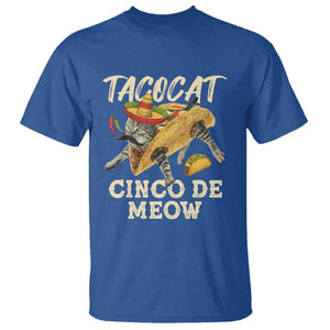 Funny Cat Cinco De Mayo T Shirt Tacocat Cinco De Meow Mexican Tacos Cats Lovers TS02 Royal Blue Printyourwear